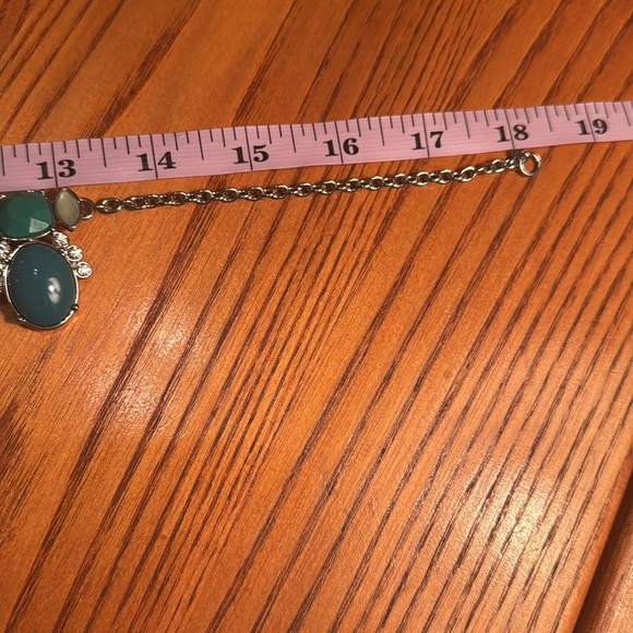 Lia Sophia Vintage Faux Green Turquoise Rhinstone Statement Necklace Estate find - Picture 13 of 14